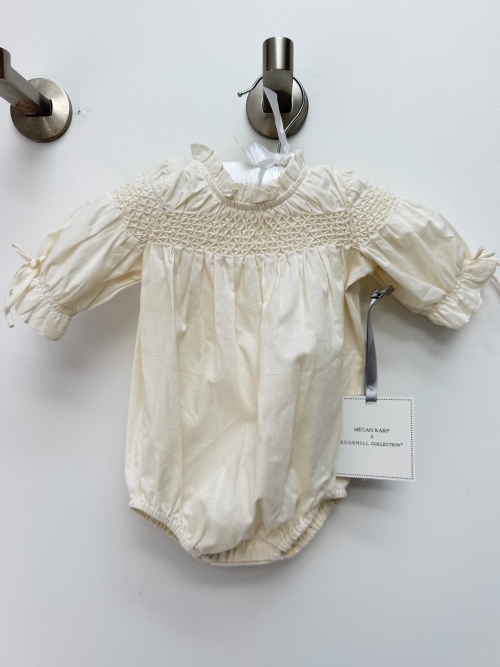 Edgehill Collection Cream Smocked Infant bubble romper One-Piece